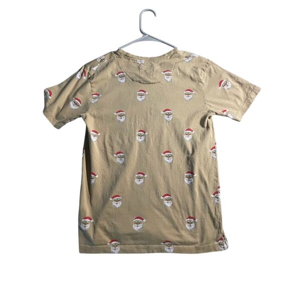 Cactus Boys T-Shirt - Sz 13–14  (Fits 10–12) - Tan Santa Print Festive - EUC - Picture 2 of 5